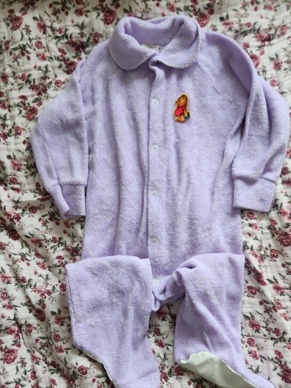 Disney Lavender Winnie the Pooh Infant Footed One-Piece